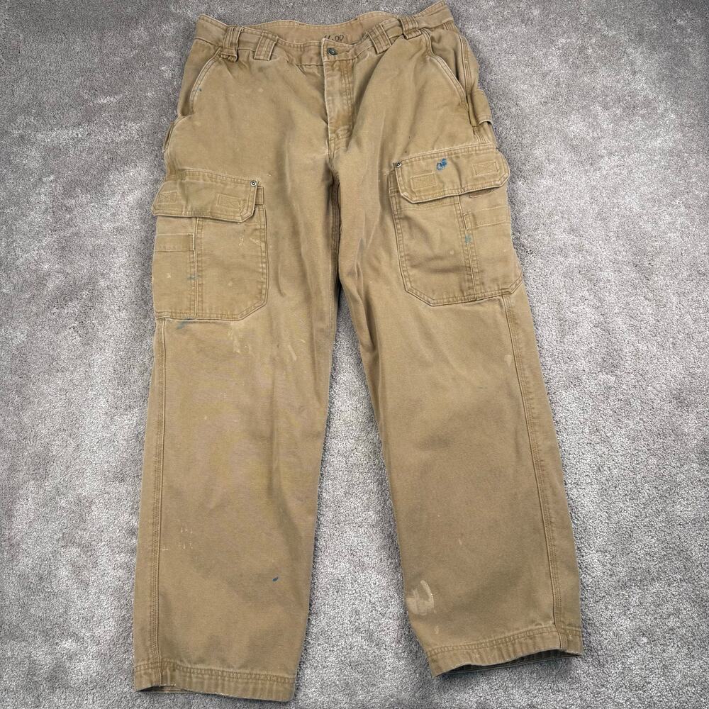 Duluth Trading Cargo Work Pants Khaki Tan Size 34x30 Utility Cottage